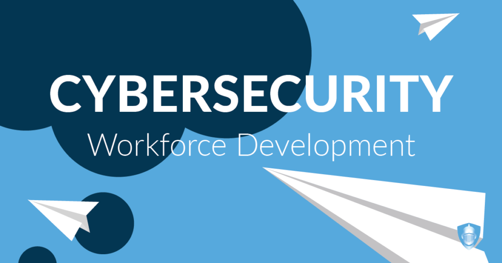 Cover Image for CyberKnights Blog Post displays text that reads, "Cybersecurity Workforce Development"