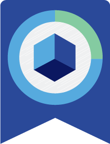 Framework cube on a blue banner