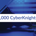 Image of a hacker sitting in the dark on a laptop in front of the American flag. Text display "1,000 CyberKnights!" with CyberKnights logo in top left corner